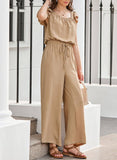 Womens Ruched Romper With Ruffle Sleeves