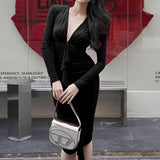 Stylish Sexy Slim Wavy Hem Low Neck Dress