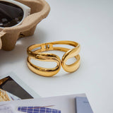 LUXURY 18K GOLD SPRING CUFF TITANIUM STEEL_CWAJE4738