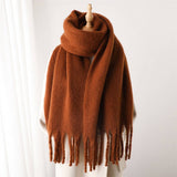 MOHAIR TASSEL SCARF FOR WINTER UNISEX LONG SHAWL_CWASC0965