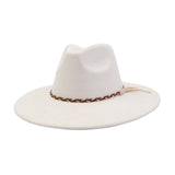 Unisex Suede Wide Brim Fedora Hat Couple Style_Cwah04448