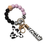 Wooden Bull Head Keychain With Silicone Bead Bracelet_Cwmm68