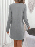 V-Neck Loose Slimming Solid Color Shift Dress