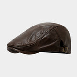 Vintage Leather Newsboy Beret Hat Unisex_Cwah04625