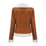Warm Long Sleeve Lapel And Fleece Coat
