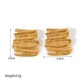 GOLD HAMMERED IRREGULAR EARRINGS_CWAHA0897