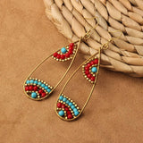 HIGH GRADE NATURAL STONE WOVEN COLORFUL EARRINGS_CWAJE3983