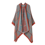 SHAWL FAUX CASHMERE JACQUARD SLIT CAPE_CWASC2211