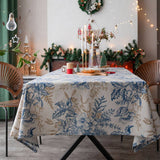 PINE BRANCH BLUE PRINTED RECTANGULAR TABLECLOTH_CWMM0948