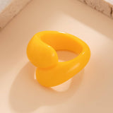 FASHION IRREGULAR DOUBLE WATER DROP PLASTIC RING_CWMM3233