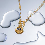 OIL DRIP RHINESTONE SUNFLOWER DEVILS EYE NECKLACE_CWAHA0913