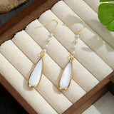 FASHIONABLE TEARDROP SHAPED SHELL METAL EARRINGS_CWMM4336