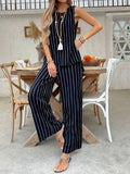 Striped Tank Top Wide Leg Pants Loose Suit