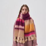 COLORBLOCK STRIPE SCARF FAUX CASHMERE WRAP_CWASC2344