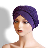 Two Milk Silk Solid Color Braided Headscarf Hat_Cwasc2425