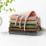 PLAID FLUFFY SCARF WARM TASSEL WINTER WRAP_CWASC0996