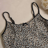 Two-Piece Set Leopard Print Of Halter Top Shorts
