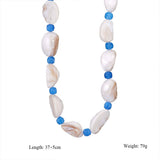 OCEAN PEARL NECKLACE WITH GLASS PENDANT_CWMM8861