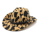 COLORBLOCK COW PATTERN WOOL WIDE BRIM JAZZ HAT_CWAH2553
