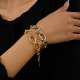 18K GOLD SILVER CHUNKY CHAIN BRACELET STEEL_CWAJE4651