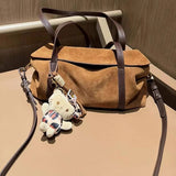 Suede And Matte Cowhide Simple Shoulder Bag_Cwab4120