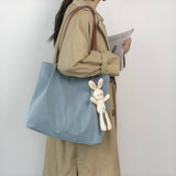 LITERARY SIMPLE SOLID COLOR SHOPPING CANVASBAG_CWAB2124