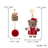 CHRISTMAS STAR BEAR GIFT IRREGULAR EARRINGS_CWAJE2400