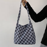 Plaid Simple Commuter Canvas Bag_Cwab2156