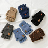 MEN S WINTER FLIP MITTENS KNIT HALF FULL FINGER_CWAG0524