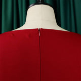 SOLID COLOR ROUND NECK HIP COMMUTER DRESS_CWDMD3699