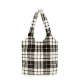 Winter Woolen Shoulder Bag Retro Plaid Plush Bag_Cwab3925