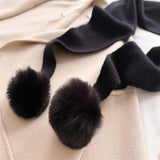 Cozy Knit Pom Pom Scarf Warm Winter Wrap_Cwasc03459