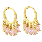 RECTANGULAR COLORED ZIRCON TASSEL EARRINGS_CWAJE1006