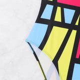 MULTICOLOR HIGH WAISTED TANKINI SWIMSUIT _CWMW0221