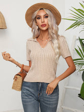 Twisted Twist Lapel Short-Sleeved Sweater