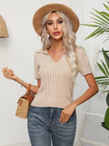 Twisted Twist Lapel Short-Sleeved Sweater