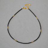 SIMPLE SHINY FACETED BLACK SPINEL BEADED NECKLACE_CWAJE2115