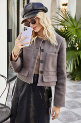 Woolen Long-Sleeved Single-Breasted Solid Coat