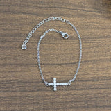 Copper Mini Cross Bracelet Set With Zircon