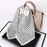 Vintage Letter Print Satin Square Scarf For Women_Cwasc0809