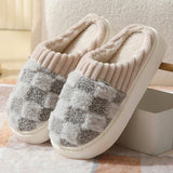 CHECKERED FUZZY WARM SLIPPERS COZY STYLISH_CWSHS0270