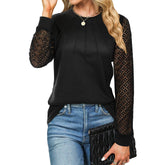 Waffle Grace Spliced Crew-Neck Striped T-Shirt