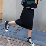 Split Woolen Long Hip Wrap Skirt