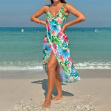 PRINTED SLING BEACH DRESS ONE PIECE VACATION WEAR_CWBLS0474