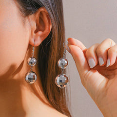 GEOMETRIC STITCHING BALL BEAD DROPEARRINGS_CWAJE1480