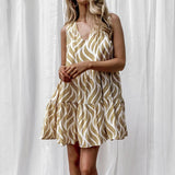 Vintage Skirt With Sleeveless V-Neck Print