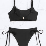 CASUAL TWO PIECE DRAWSTRING THONG BIKINI SWIMSUIT_CWMW0325