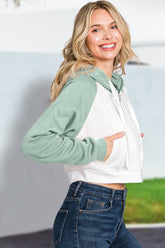 Women Color Matching Short Hoodie_Cwohol419