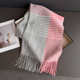 Colorblock Plaid Tassel Scarf Wrap For Winter_Cwasc03275