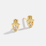 ELEGANT PALM EYE HORSESHOE ZIRCON LUCKY EARRINGS_CWAJE5077